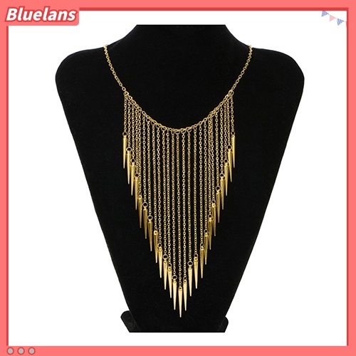 [BLS] Fashion Wanita Paku Keling Panjang Rumbai Liontin Kalung Punk Kerah Perhiasan Hadiah