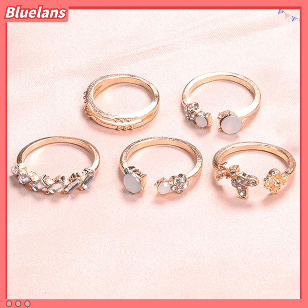 [BLS] 7 Pcs Knuckle Rings Butterfly Bunga Berlian Imitasi Wanita Indah Berkilau Cincin Rings Perhiasan Aksesoris