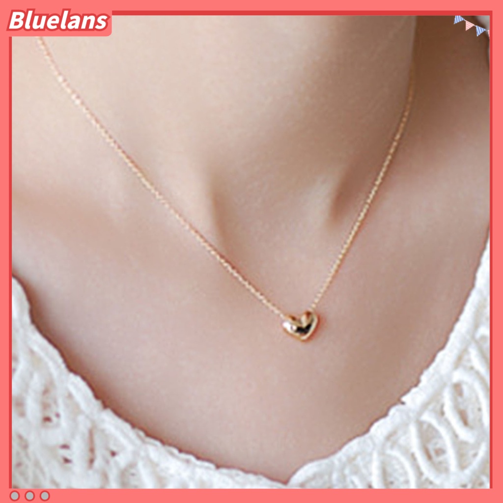 [BLS] Kalung Wanita Warna Solid Stainless Elegan Bentuk Hati Rantai Leher Hadiah Ulang Tahun