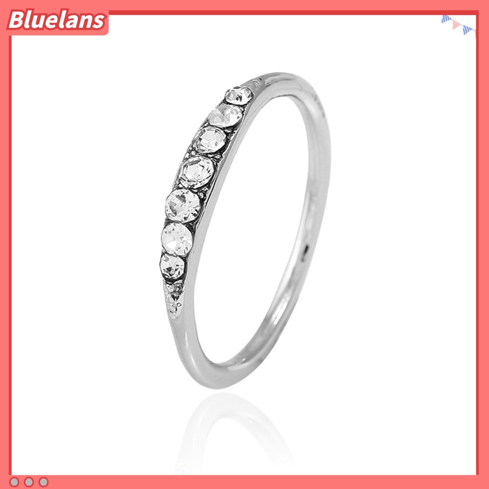 [BLS] Wanita Fashion Berlian Imitasi Bertatahkan Band Jari Cincin Pernikahan Pertunangan Perhiasan Hadiah