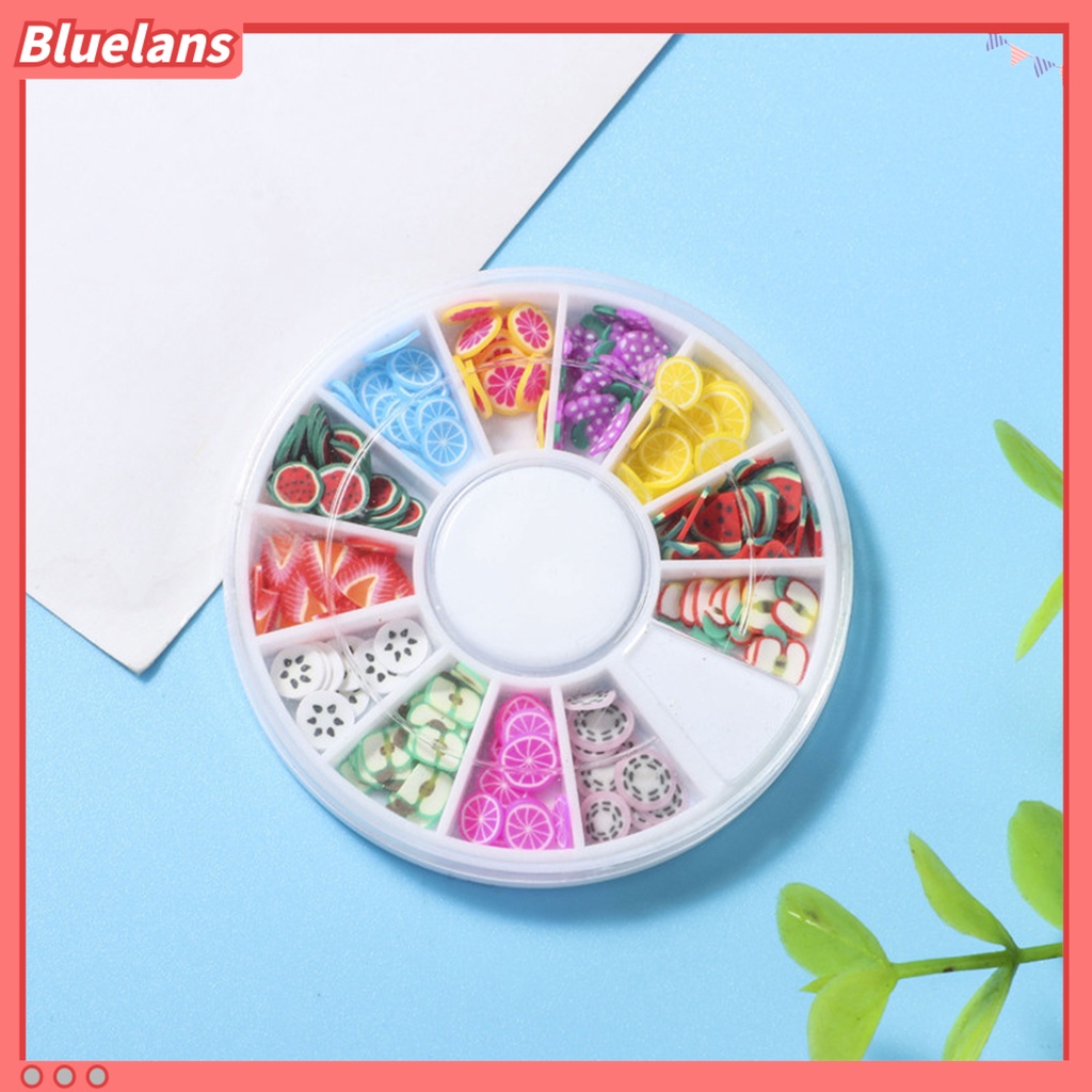 [BLM] 1kotak Irisan Kuku Bentuk Buah Bunga Efek 3D Ultra Tipis Polymer Mixed Nail Art Slime DIY Charms Untuk Perempuan