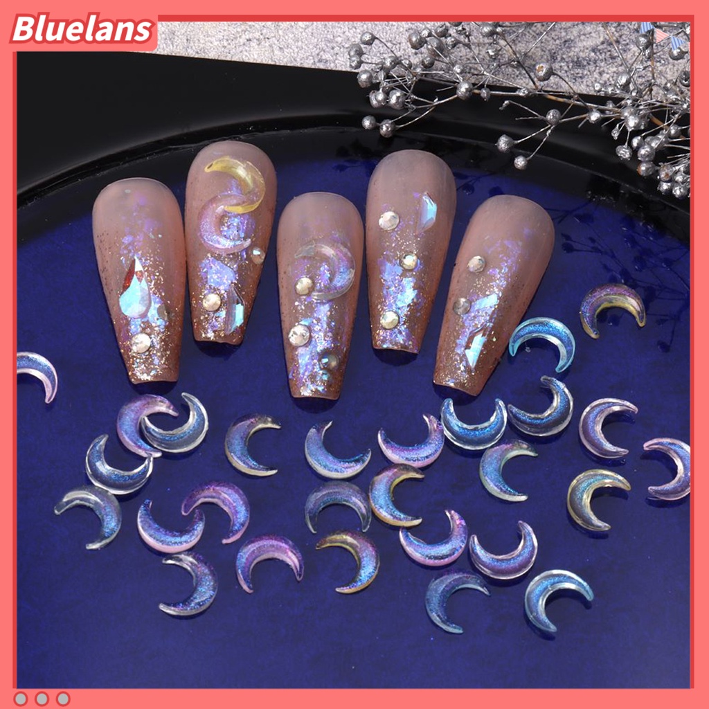 [BLM] Nail Art Decor Efek Glittering Mudah Tempel Tahan Lama Removable Hias DIY Nail Art Resin Manicure 3D Pesona Kuku Bulan Untuk Wanita