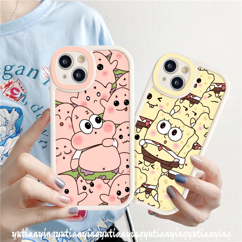 Cute Patrick Star Soft Tpu Back Case Kompatibel Untuk iPhone XR XS X Max 7plus 7 6 8 6s plus 11 13 12 14 Pro Max SE 2020 Kartun SpongeBob SquarePants Pasangan Ponsel Cover