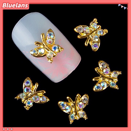 [BLM] 10pcs 3D Butterfly Shiny Rhinestone DIY Manicure Alloy Nail Art Tips Dekorasi