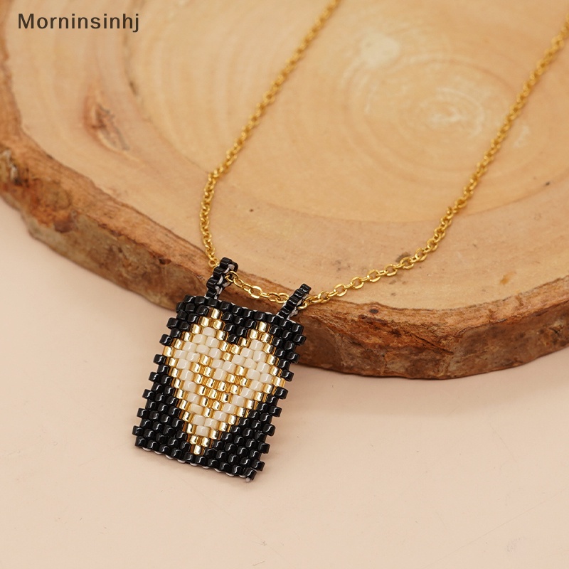 Mornin Miyuki Hati Salib Liontin Kalung Berlapis Emas Rantai Anti Karat Y2K Manik-Manik Kalung Perhiasan Untuk Wanita Gadis Buatan Tangan Hadiah id