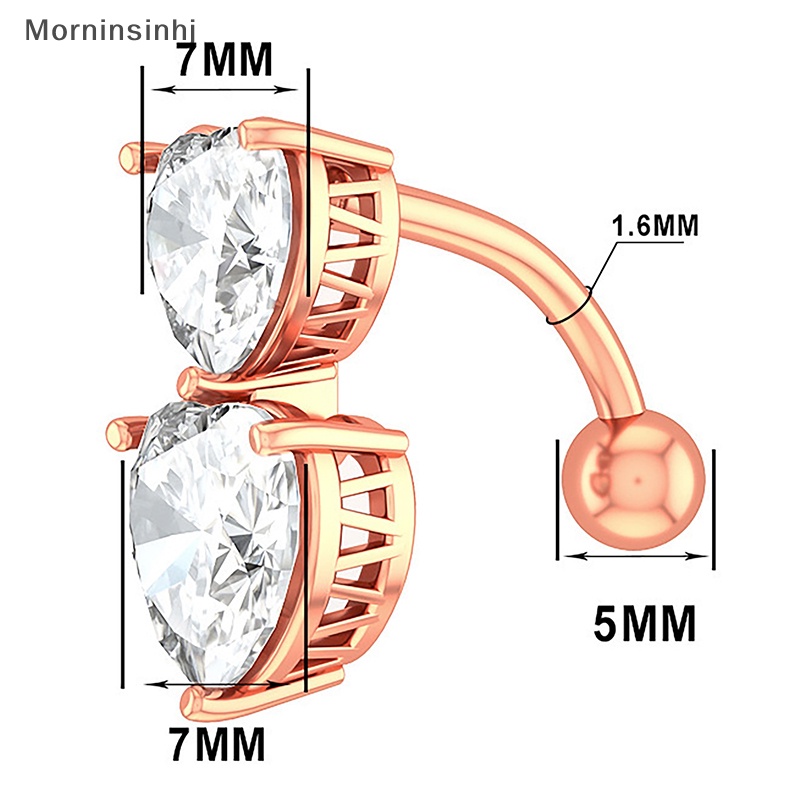 Mornin Fashion Cinta Hati Zirkon Perut Kancing Cincin Pusar Perhiasan Tubuh Seksi Untuk Wanita Pusar id