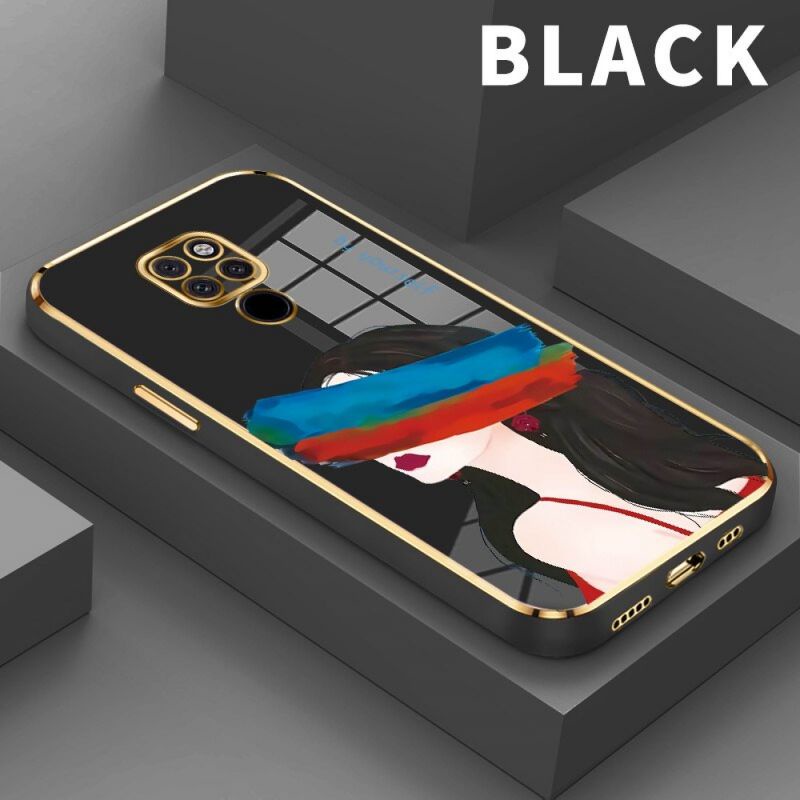 Luxury Graffiti Eyes Girl Square Plating Soft Silicone Case for Realme 3/3PRO/5/5I/5S/6I/NARZO20A/5P