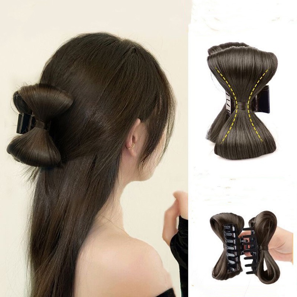 1pcs Klip Rambut Bentuk Kupu-Kupu Busur Gaya Princess All in One Untuk Ponytail Tinggi Dan Rendah Untuk Wanita Hair Bun With Butterfly Bow Clip