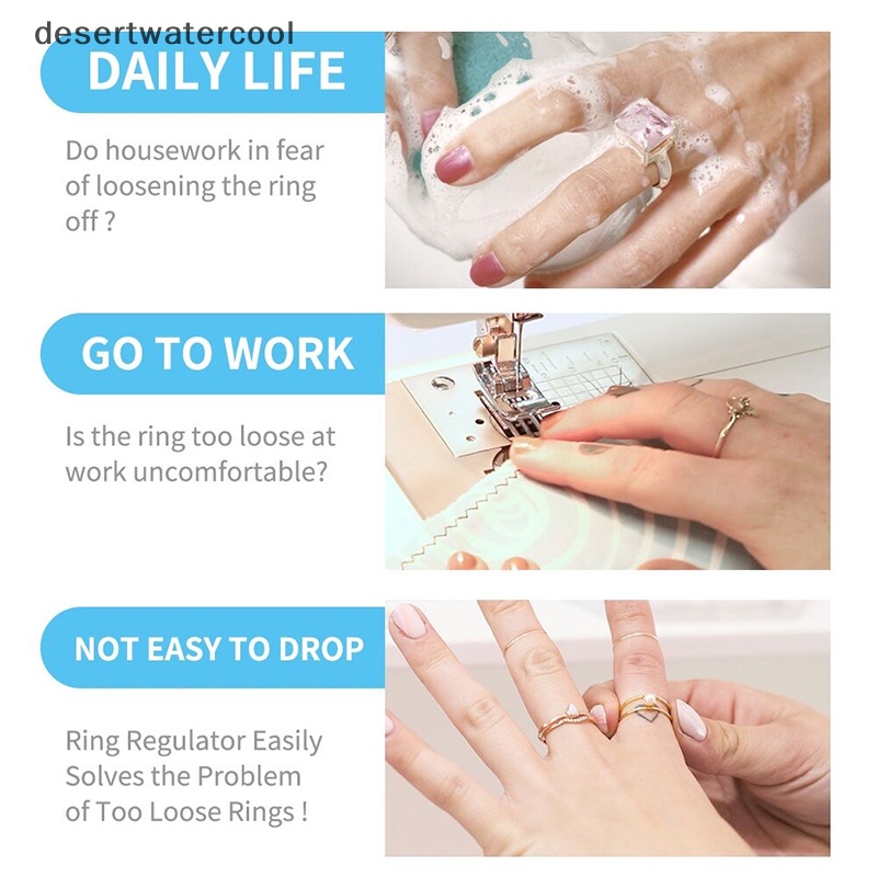 Deid 8ukuran Silikon Invisible Clear Ring Size Adjuster Mengencangkan Pengecil Alat Perhiasan Martijn