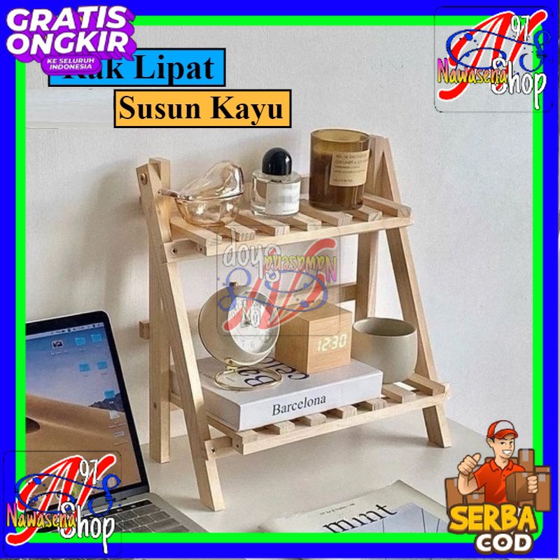 Rak Susun kayu Mini Serbaguna | Rak Meja Rakit Multifungsi