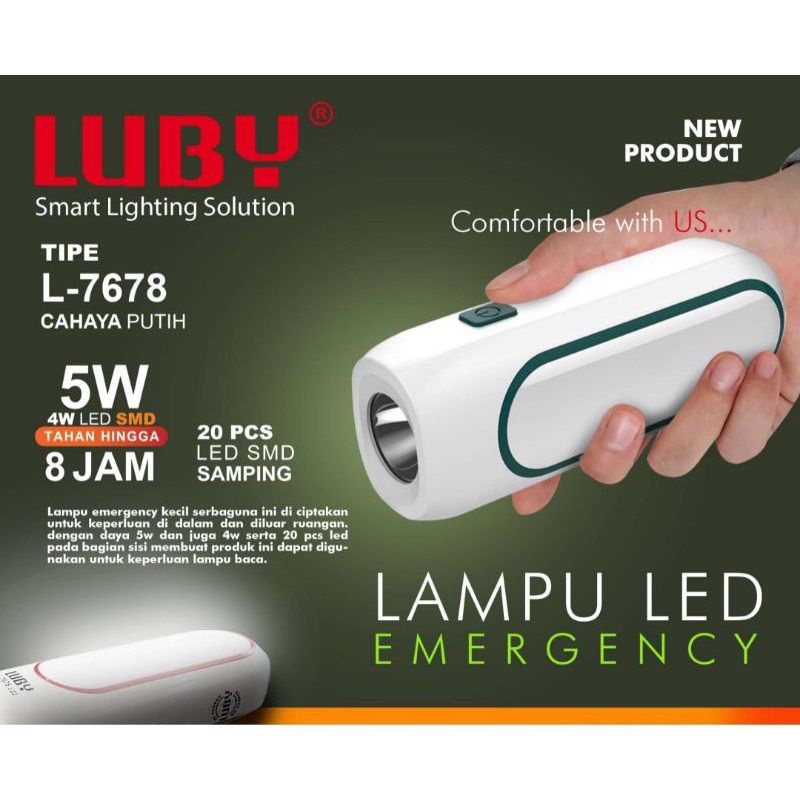 Luby LED Emergency Senter L-7678 5W+4W LED SMD