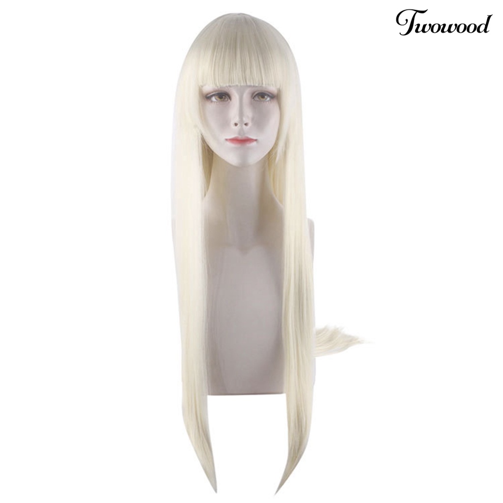 Twowood Fashion Wanita Panjang Lurus Wig Sintetis Dengan Poni Cosplay Pesta Sopak