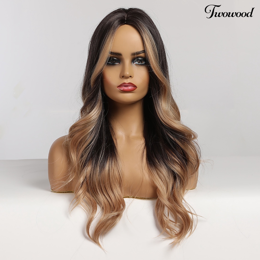 Twowood Wig Tahan Panas Perlengkapan Cosplay Wig Rambut Warna Coklat Serat Suhu Tinggi Untuk Wanita