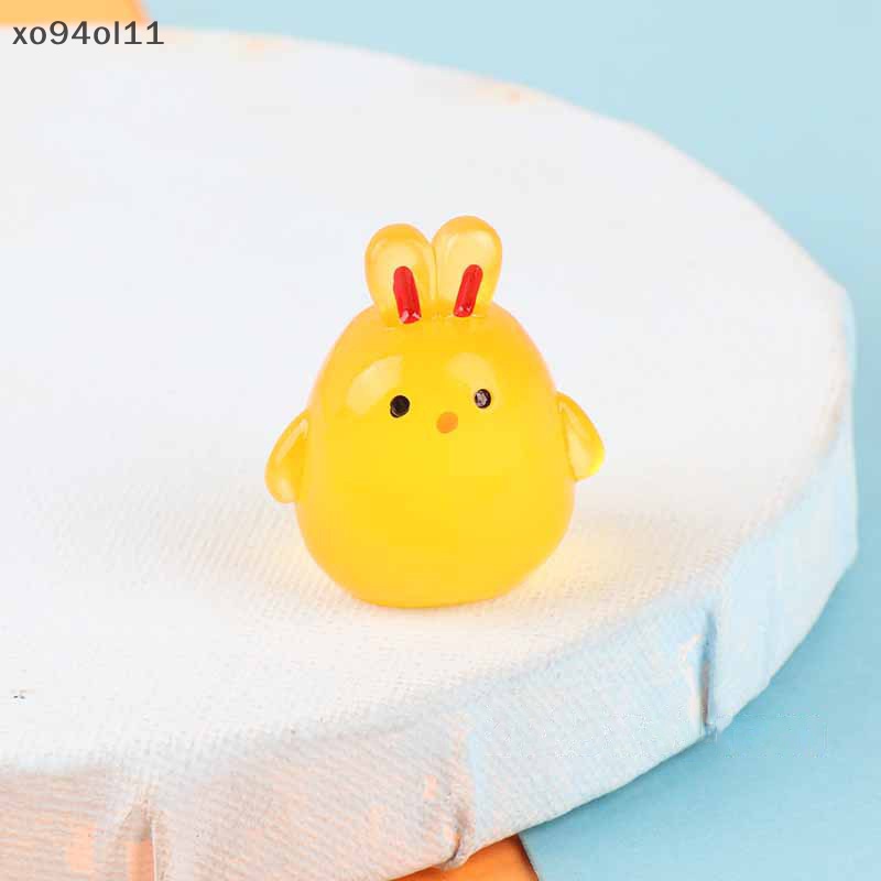 Xo 2Pcs Ornamen Kelinci Bercahaya Kartun Bunny Doll Micro Landscape Dekorasi Rumah Boneka Mainan OL