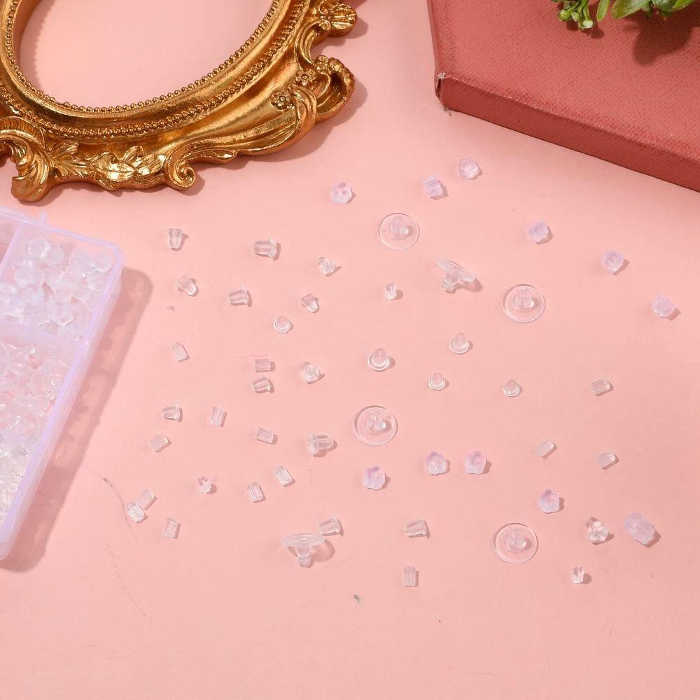 R-FLOWER Silikon Anting Punggung Tahan Lama Untuk Anting Berat Perhiasan DIY Anting Bening Punggung