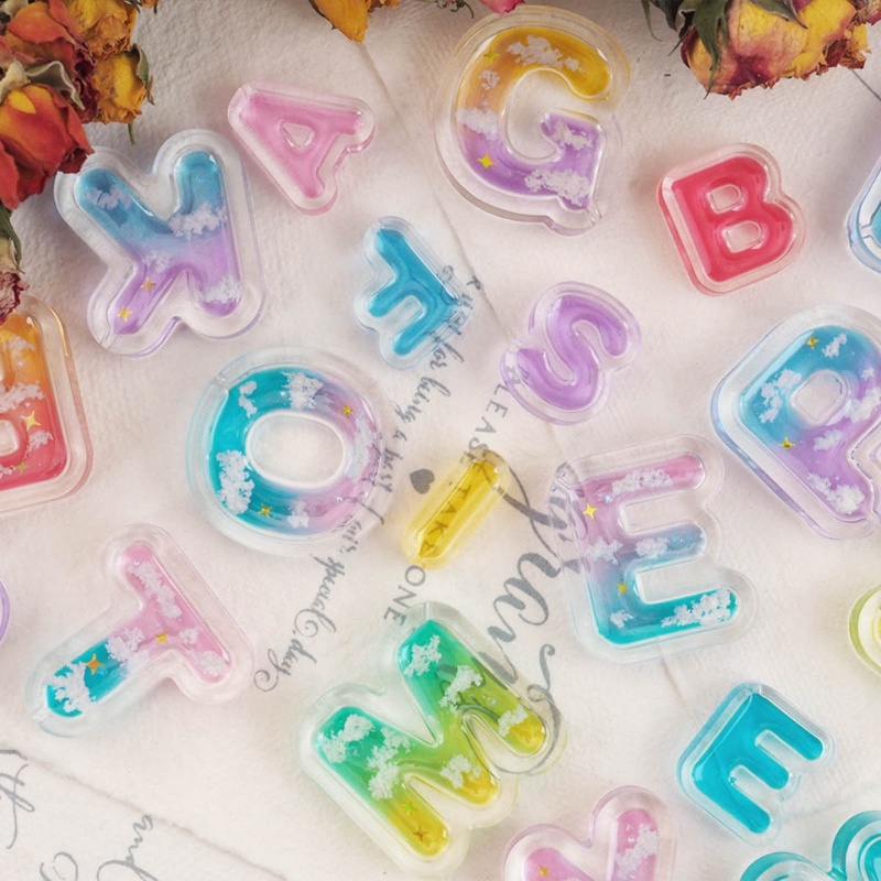 Siy Resin Shaker Cetakan Alfabet Cetakan Kristal Gantungan Kunci Anting Liontin Cetakan DIY Alat
