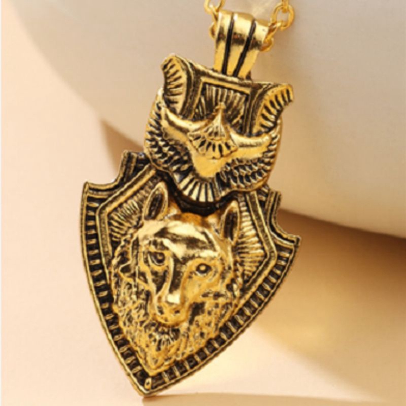 Pria Serigala Kepala Hip Hop Liontin Relief Stainless Steel Kalung Retro Serigala India Totem Hewan Liontin Jalan Hip Hop Pesta Pria Kalung