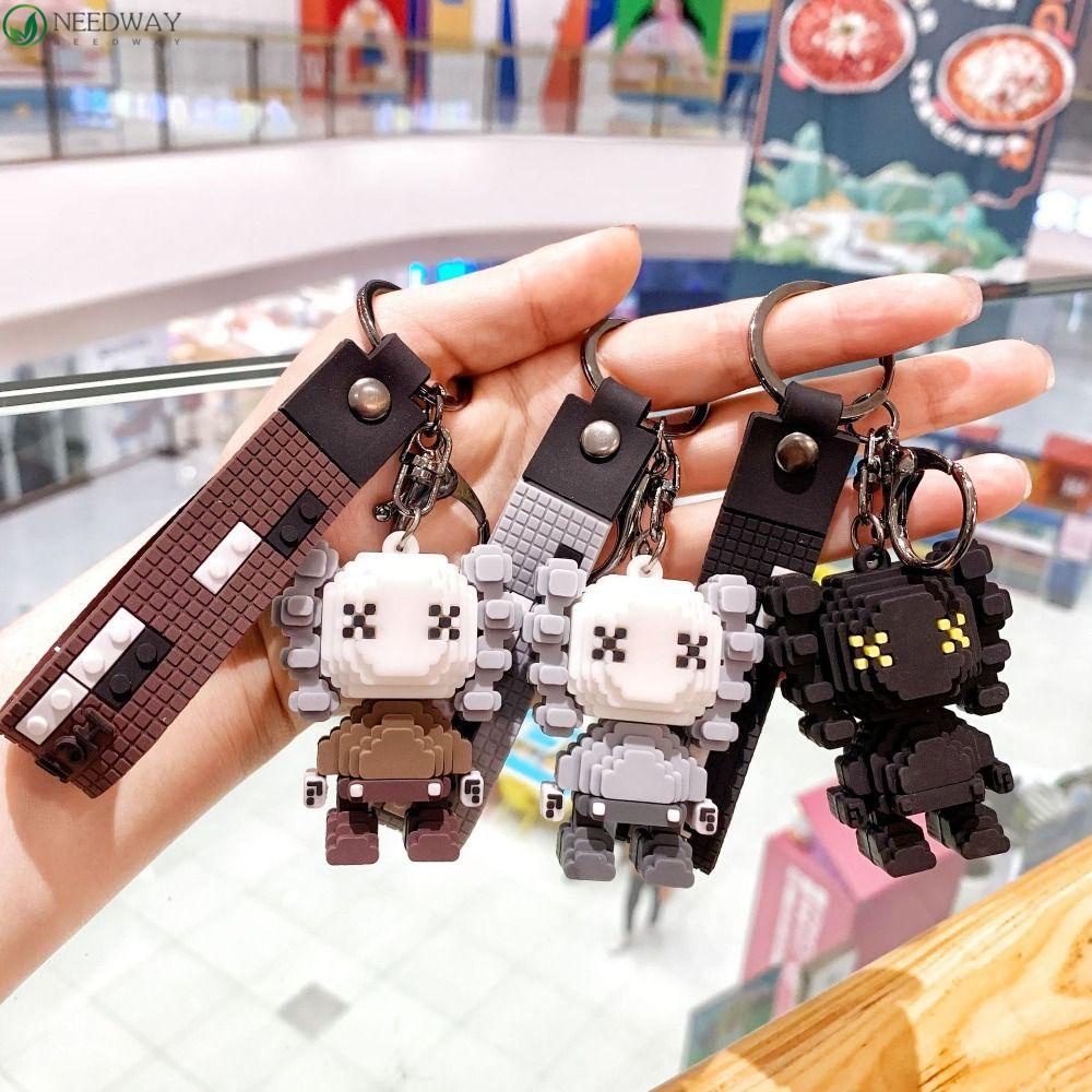 Needway Beruang Kekerasan Gantungan Kunci Kreatif Kawaii Aksesoris Liontin Ornamen Perhiasan Blok Bangunan Keyring