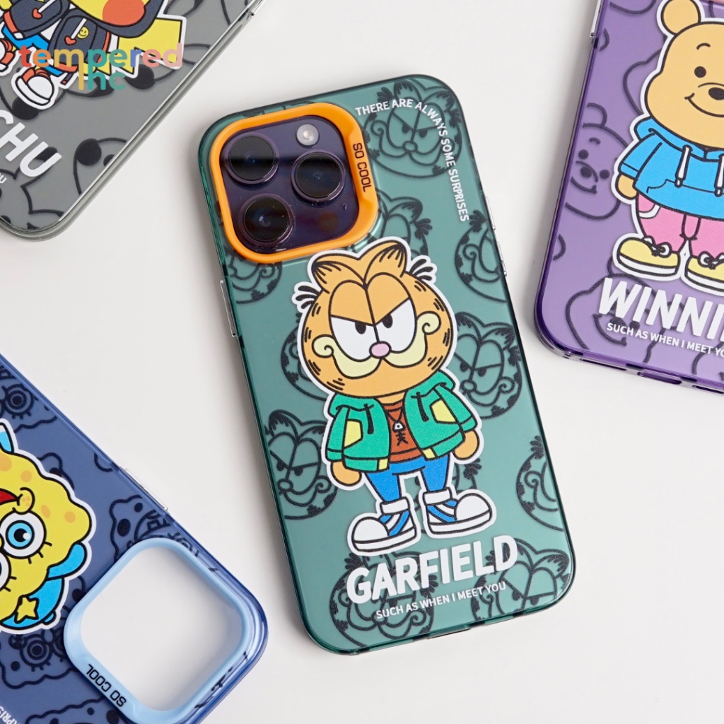 New! Premium case SUPER CARTOON (iPhone 12 13 14 pro max iPhone 11ready) Casing iPhone Garfield/Pikachu/Spongebob/Pooh