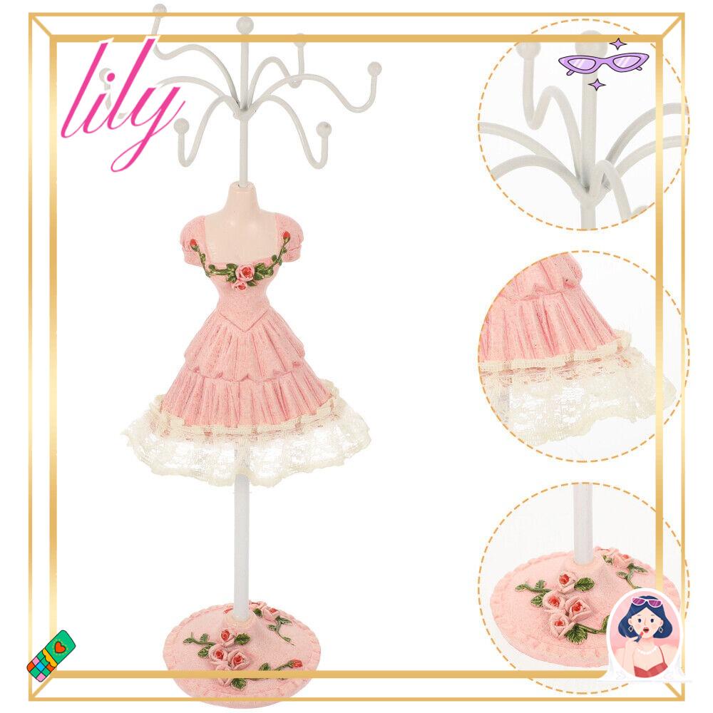 Stand Display Kalung LILY 1pak Pajangan Anting Perhiasan Pink Ungu Penyangga Manekin Logam Untuk Rumah