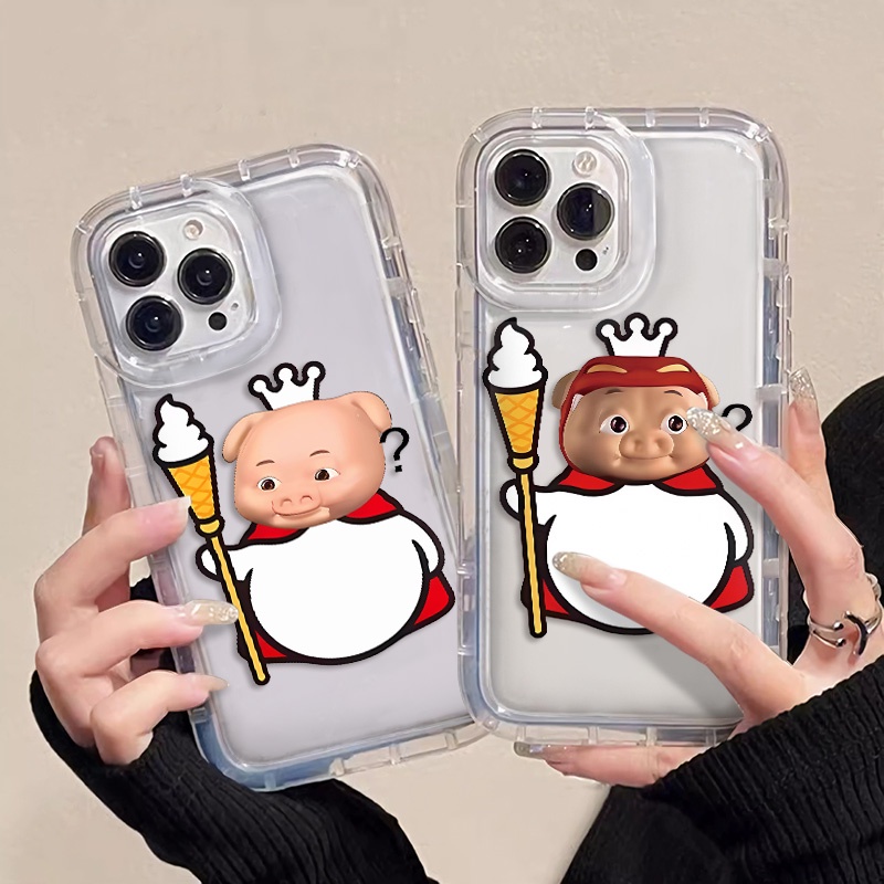 IPHONE Couple Pigs Soft Phone Case Kompatibel Untuk Iphone14 13 11 12 Pro XS Max X Xr7 +8 Plus Casing Silikon Transparan TPU Shockproof Cover