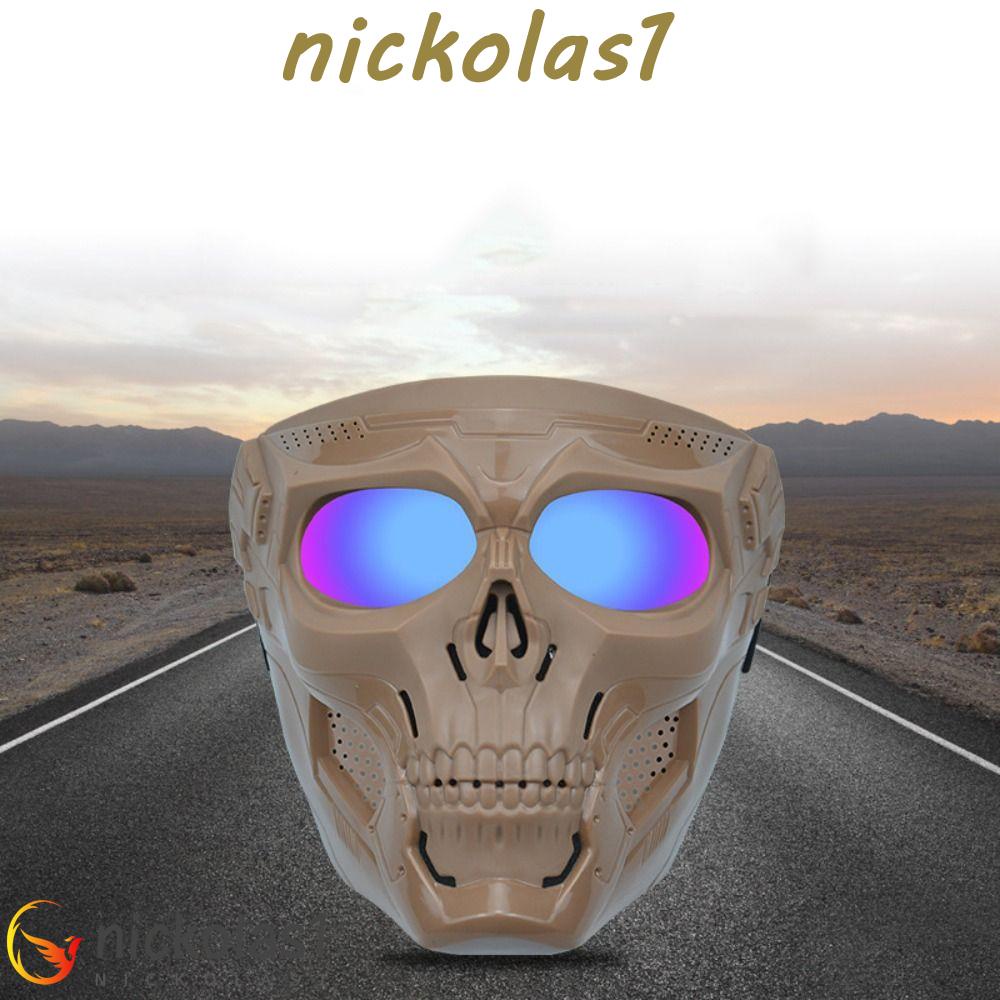 Nickolas1 Motocross Skulls Mask Windproof Outdoor Halloween Cosplay Helm Masker Skull Bentuk Hantu Kacamata Angin Face Mask Pelindung Tahan Angin Cermin Kaca Mata Motor