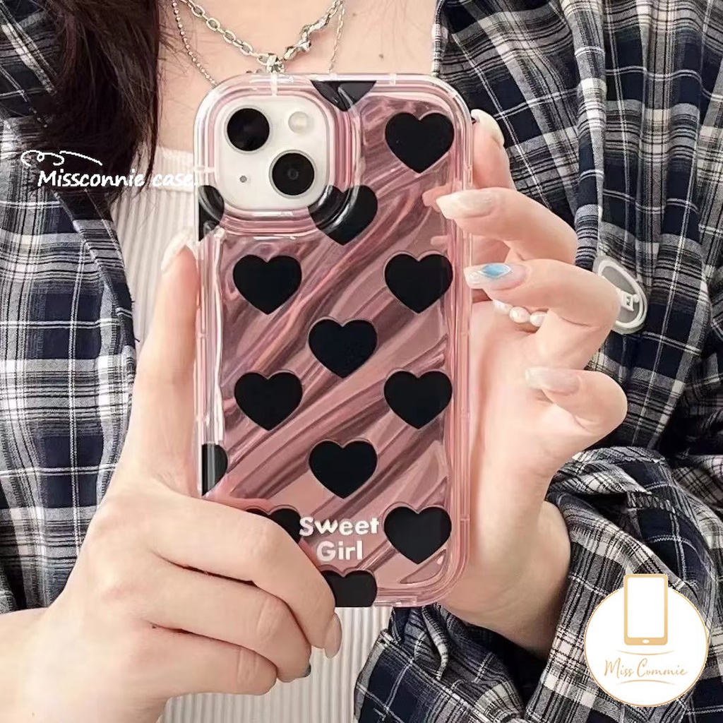 IPHONE Mewah Kartu Laser Dazzle Warna Cinta Hati Case Kompatibel Untuk Iphone11 13 14 12 Pro MAX 6 6S 78 Plus XR X XS MAX 7Plus 8Plus SE 2020 Kreatif 3D Stereo Motif Bergelombang Cover