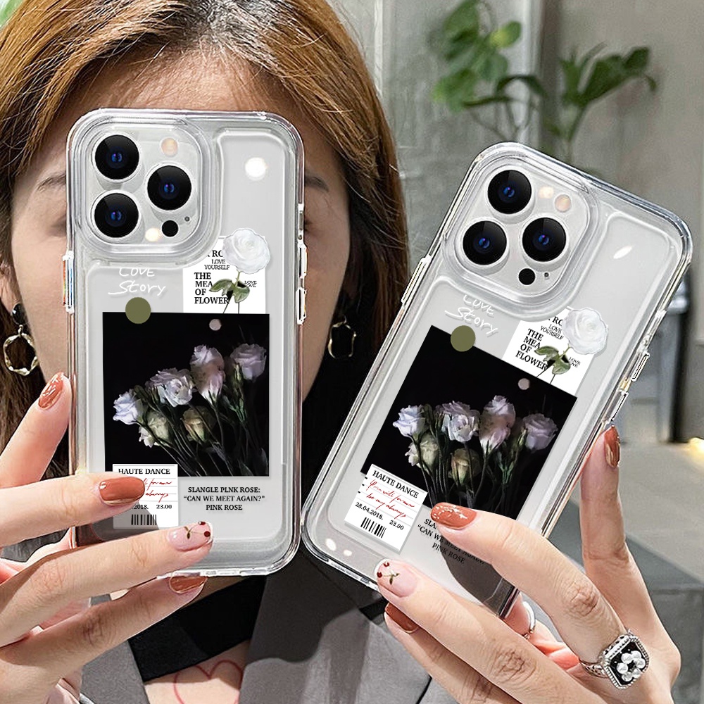 Flower Pink Rose Case Untuk Samsung A11 EU A12 A13 A14 A10 A10S A20 A21 A22 A23 A20S A30 A02 A03 A50 A51 A52 A53 A54 A31 A32 A33 A34 A04 A73 A72 A71 S10 Akrilik Space TPU Penutup Belakang