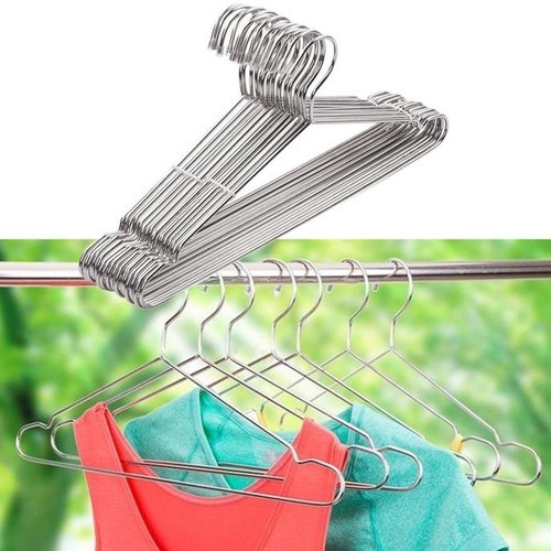 GOS -I409- Hanger Kawat Stainless Gantungan Baju Isi 10pcs - Gantungan Baju Kawat