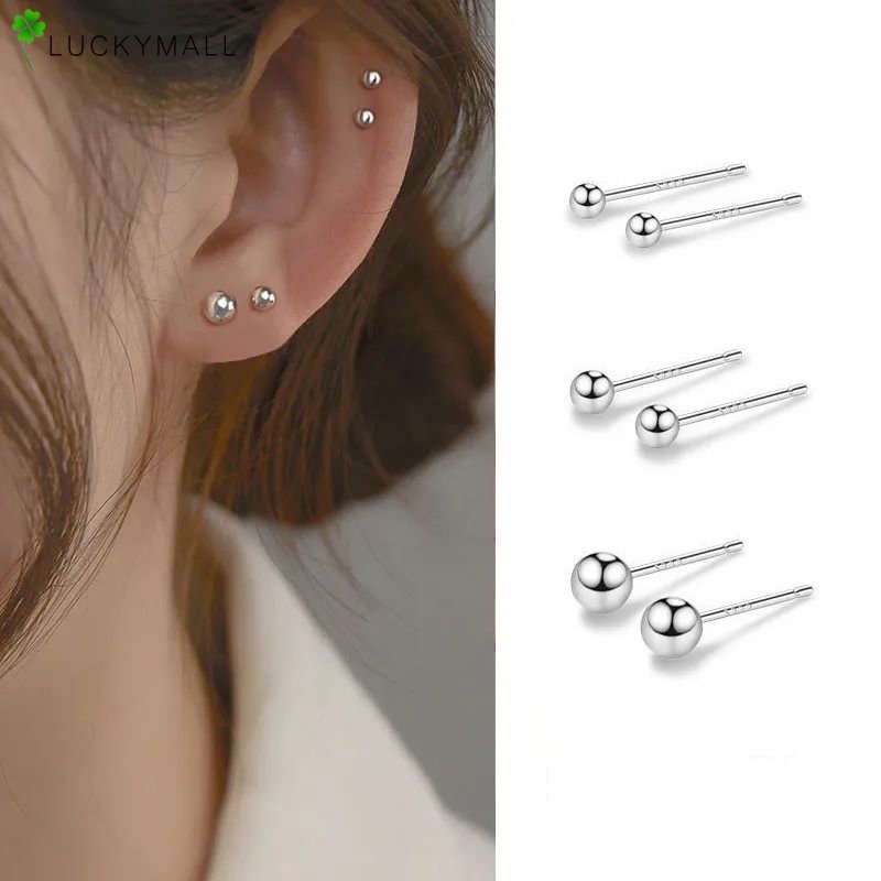 Anting Tusuk Jarum Silver Simple Untuk Wanita Hypoallergenic Gaya Korea Y2k Aksesoris Jewerly