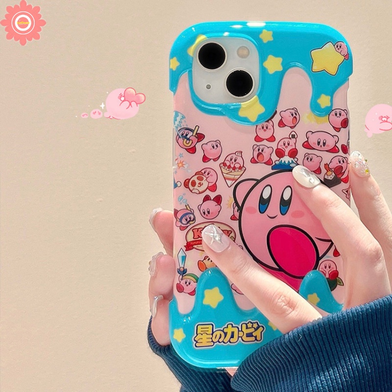 IPHONE 3d Ice Cream Kartun Lucu Kirby Case Kompatibel Untuk Iphone14 11 13 12 Pro Max XR 7Plus 8Plus X7 8 Plus XS Max Shockproof Bintang Lembut Tpu Phone Cover