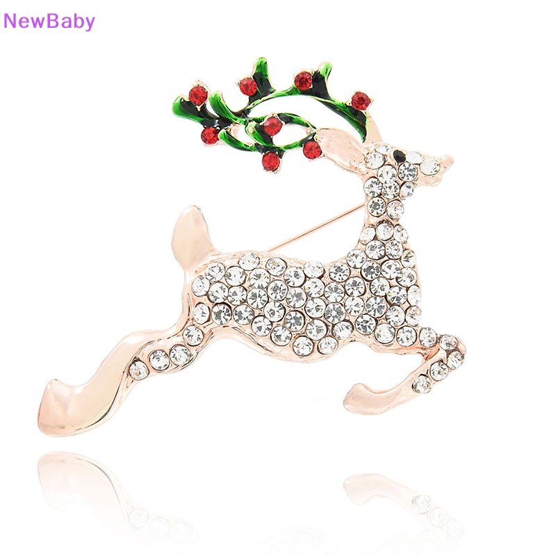 Newbaby Shiny Christmas Enamel Bros Elk Snowman Santa Claus Pohon Logam Pin Xmas Tahun Baru Pesta Perjamuan Harian Pin Dekorasi Hadiah ID