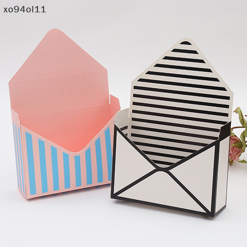 Xo Striped Romantic Amplop Flower Box Holder Buket Kertas Packing Storage Box OL