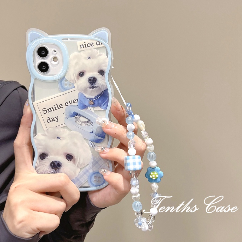 IPHONE Kompatibel Untuk Iphone14 13 12 11 Pro Max X XR Xs Max8 7 6 6s Plus Se2020Telinga Kucing Soft Cover Motif Anjing Kecil Yang Lucu Casing Ponsel Dengan Lanyard