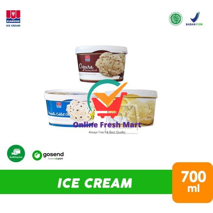 

Diamond Ice Cream 700ml (KHUSUS INSTANT) - Durian - Online Fresh Mart Denpasar