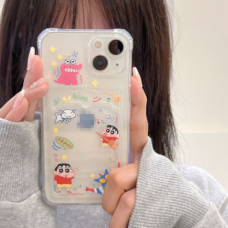 Card Case Sleep Crayon Shin-chan Soft Case HP iP iPhone 14 13 12 11 Pro X XS XR Max 7 8 + Plus FTD Casing Apple