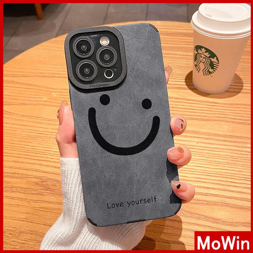 Untuk iPhone 14pro max iPhone Case Murid Patch Suede Shockproof Kamera Cover Perlindungan Ikon Smiley Sederhana Kompatibel Dengan iPhone 13 Pro max 12 Pro max 11 xr xs max 7Plus 8Plus