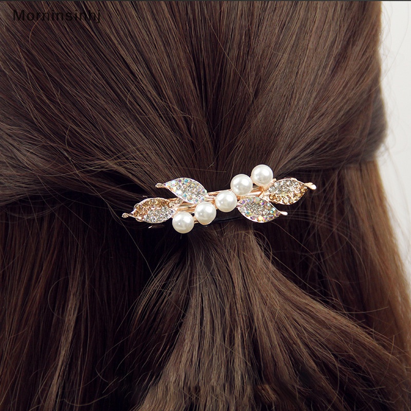 Mornin Kristal Mutiara Jepit Rambut Ponytail Spring Clip Untuk Wanita Aksesoris Perhiasan Rambut Berlian Imitasi Jepit Rambut Elegan Hair Barrette id