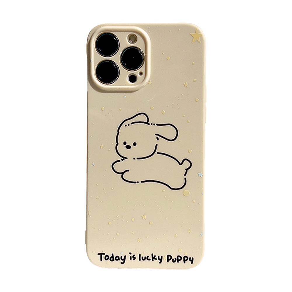 IPHONE Ins Lucu Anjing Kucing Kartun Silikon Case Untuk Iphone14 11 12 13 PRO MAX Casing Cover Pelindung AT0343