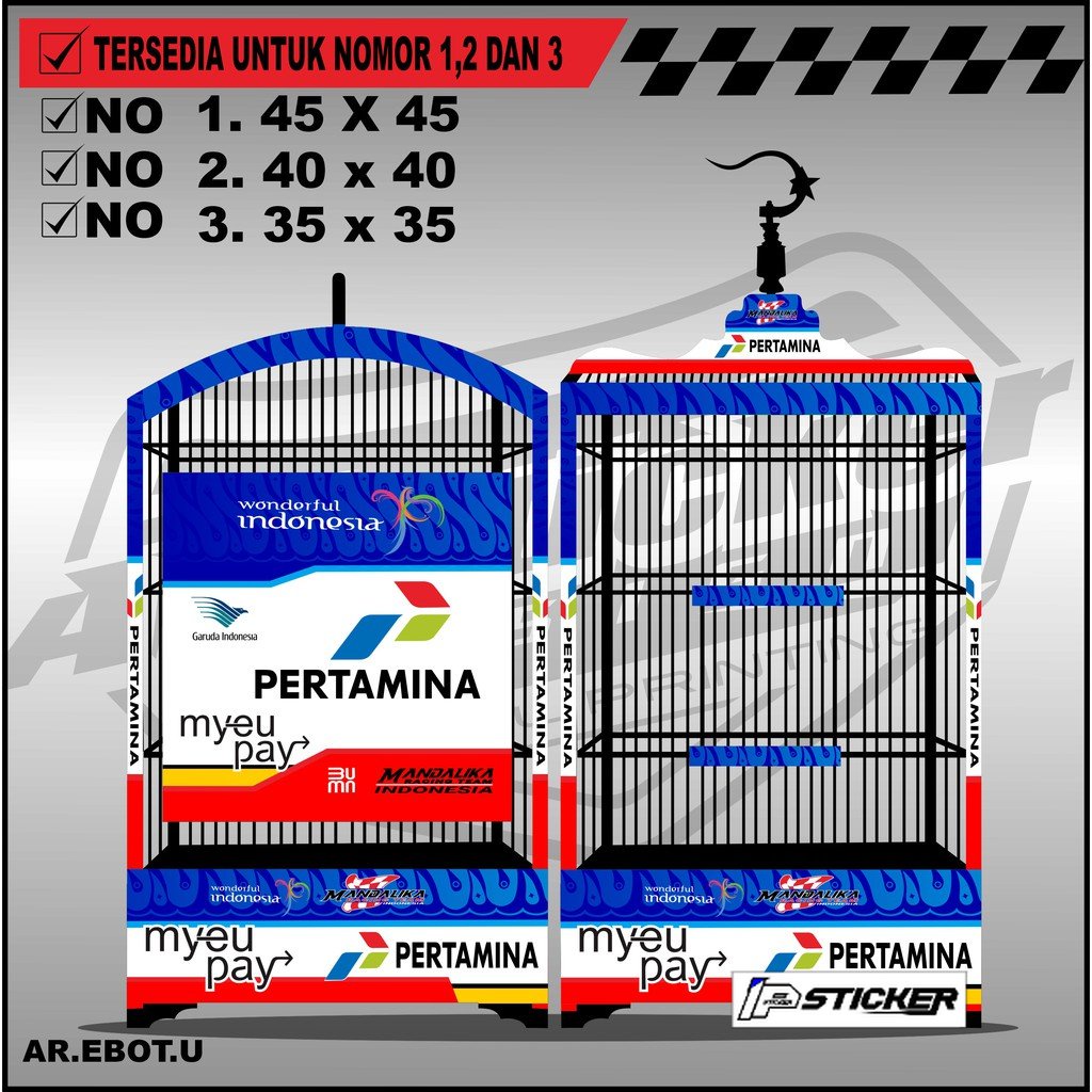 Stiker Decal Kandang Ebod Kotak / Dekal Sangkar Burung Kotak Model Ebod, Kosan Desain (U)