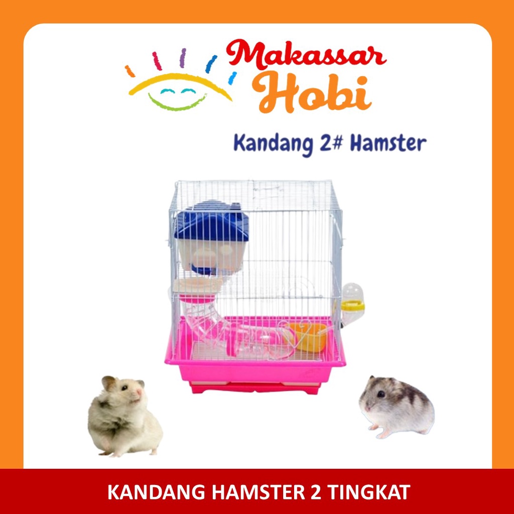 Kandang Hamster 2 Tingkat Lantai Rumah Terowongan Kincir Tempat Makan