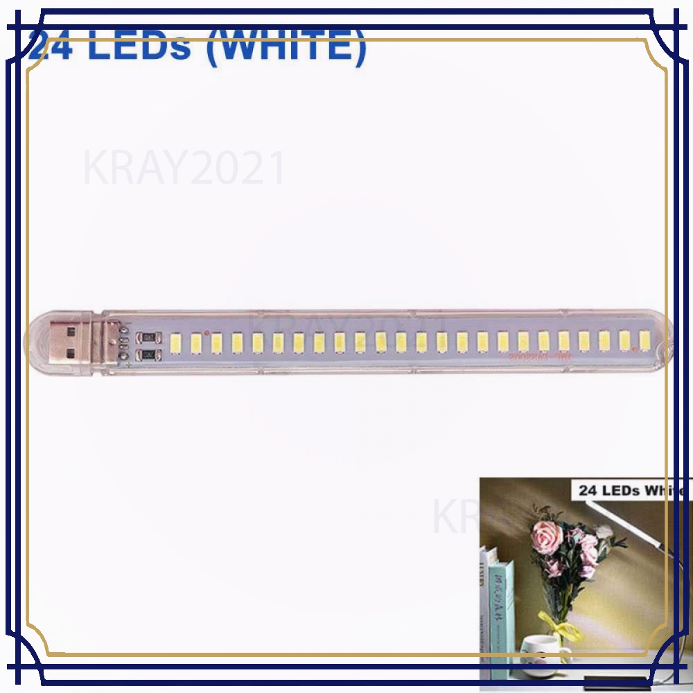 Lampu Belajar LED Strip USB 24 LED 12W Cool White - SMD573