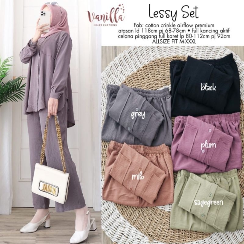 LESSY SET ORI VANILLA | Crinkle Airflow Premium