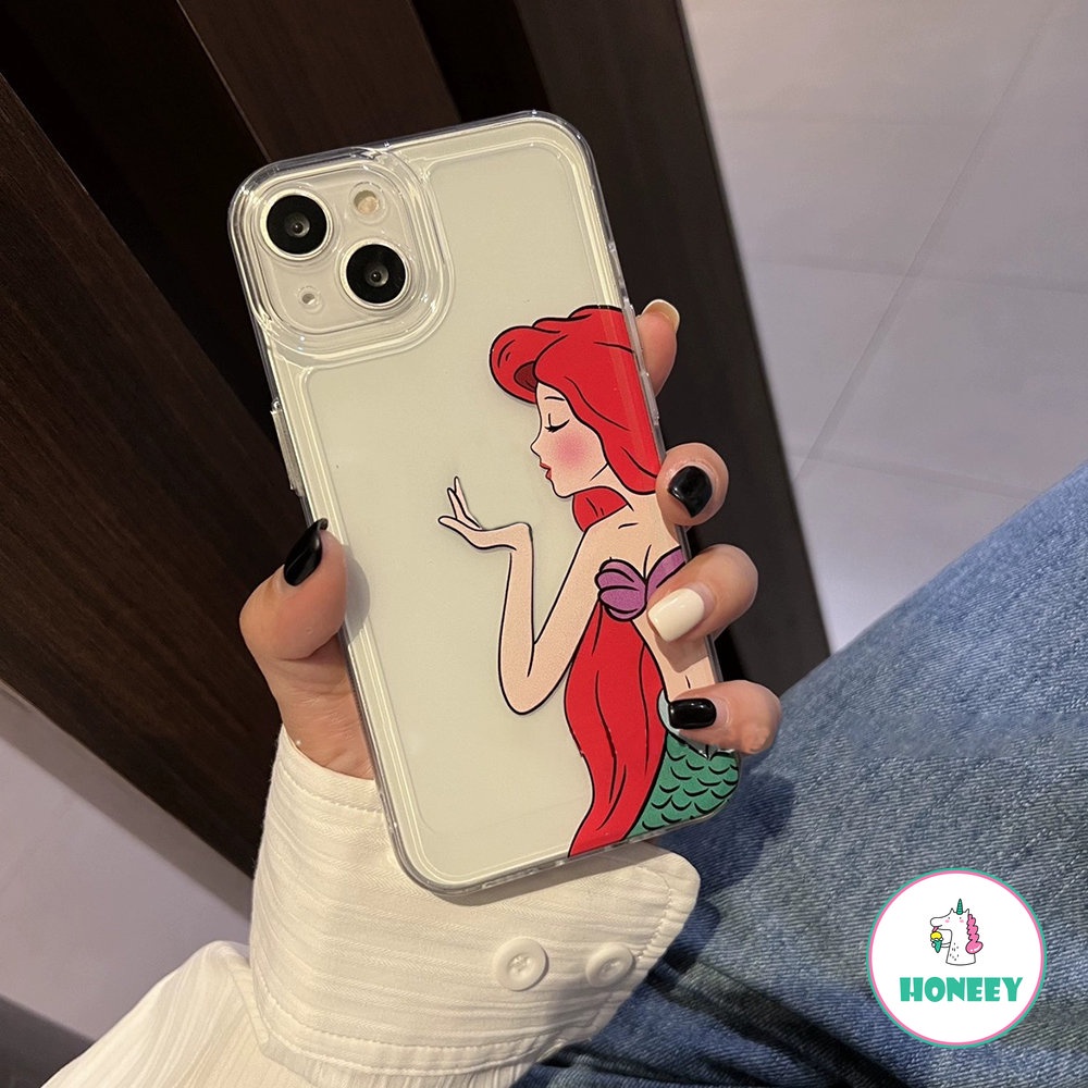 Casing Ponsel Kartun Mermaid Ariel Princess Untuk iPhone 14 Pro 13 12 11 Pro Max XR XS 7 8 plus Bening Lembut Shockproof Back Cover