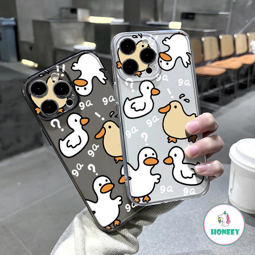 Casing Bebek Lucu Transparan Kompatibel Untuk iPhone 14 Pro 13 12 11 Pro Max X XR 7 8 Plus Soft TPU Shockproof Phone Cover