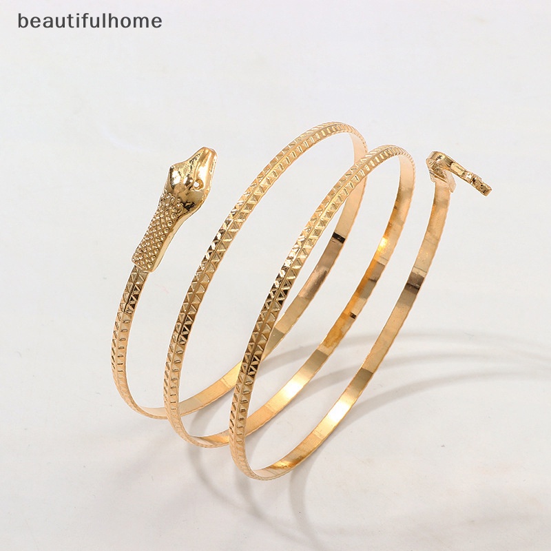 {beautifulhome} Punk Open Adjustable Snake Cuff Gelang Wanita Gothic Wrist Bangles Perhiasan Hadiah.