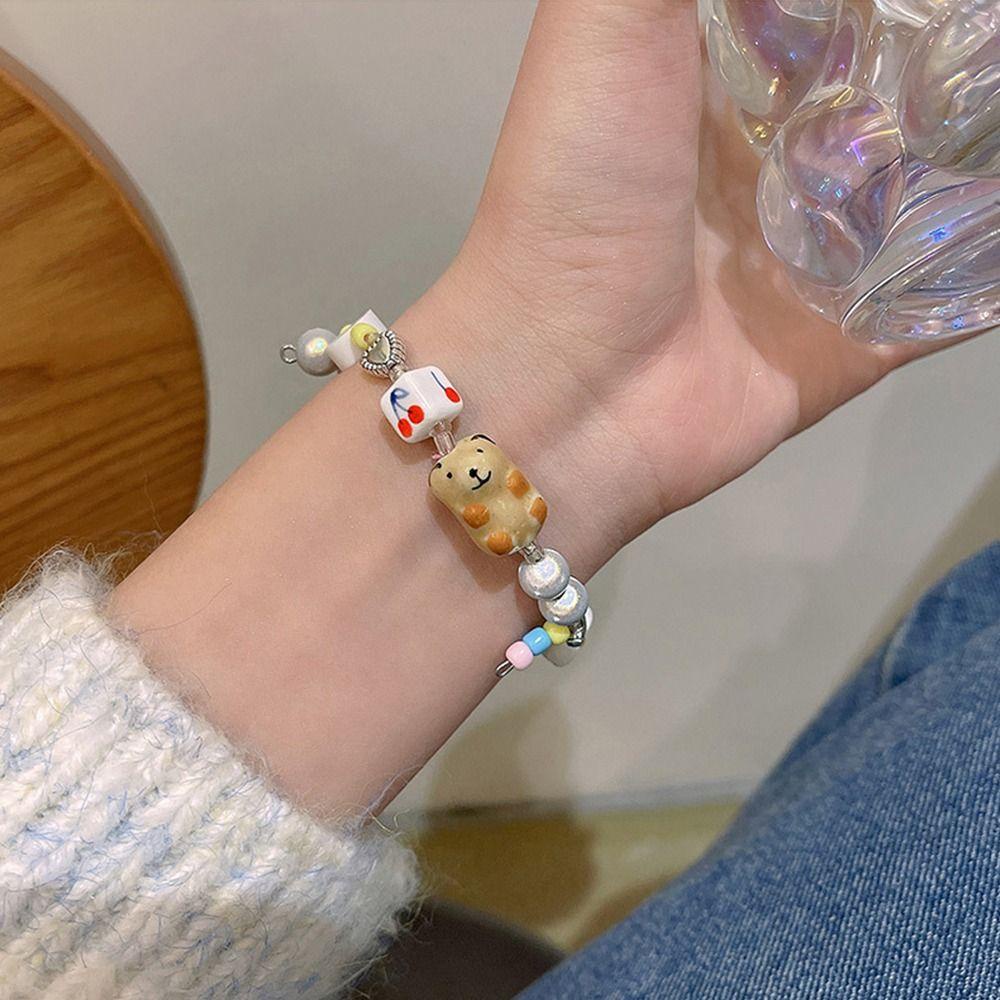 Needway Wanita Warna-Warni Kalung Lucu Manis Hati Resin Fashion Perhiasan Gadis Choker Y2K Kalung Untuk Hadiah Hari Valentine