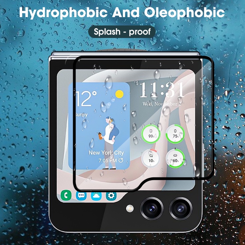 Tahan Aus Aman Sutra Printing Tempered Glass Luar Film Pelindung Layar Kecil Jernih HD Kokoh Pelindung Lensa Kamera Untuk Samsung Galaxy Z Flip 5.5g
