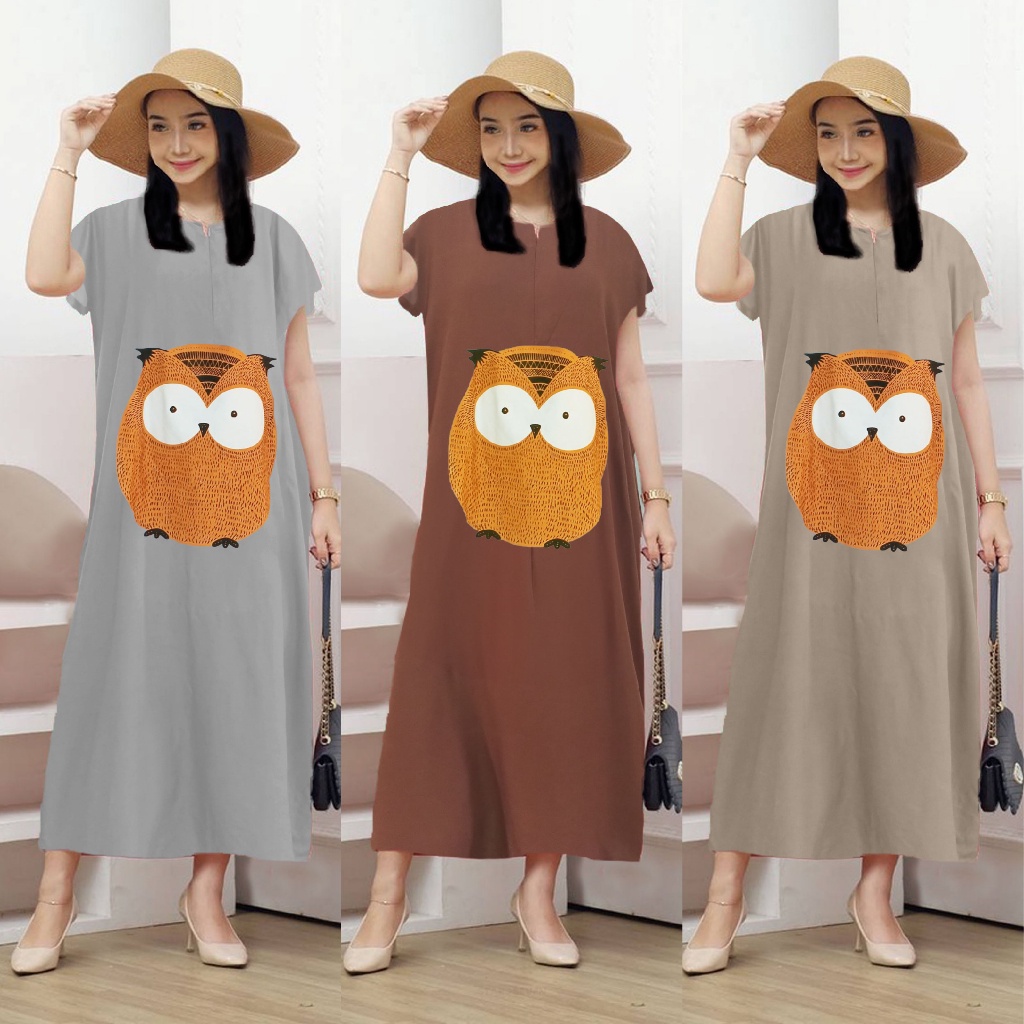 Dress Daster Owl Bahan Rayon Halus LD120 Busui Friendly