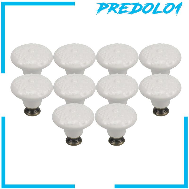 [Predolo1] 10buah Knob Laci Keramik Handle Chic Bulat Motif Bunga Timbul 34mm Tombol Meja Rias Tombol Pintu Untuk Lemari Laci Lemari Lemari Closet